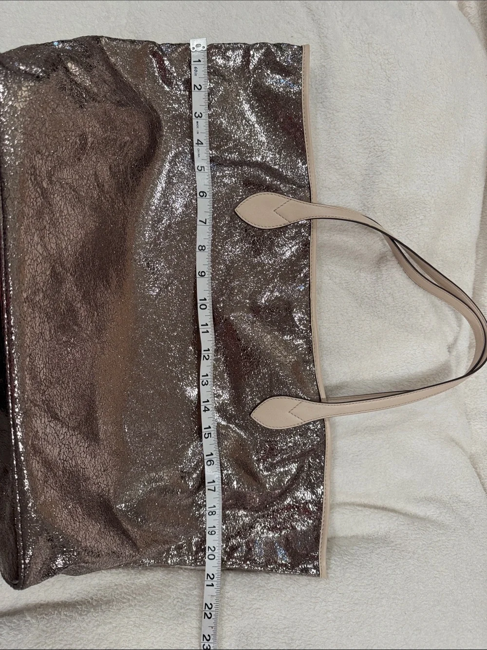 Sorial Metallic Copper Shimmer pTote with Neutral Beige Handles